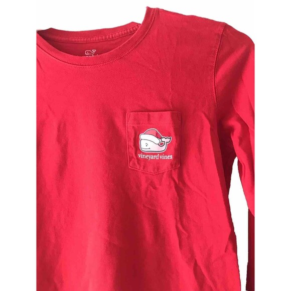 Vineyard Vines Kids Santa Whale Long Sleeve Shirt -Size L Red Color - Picture 3 of 12